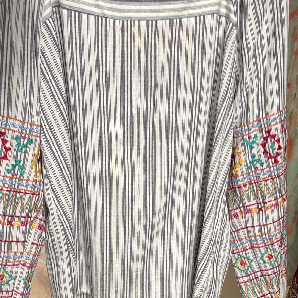 ☀️Striped Embroidered Top - Multicolor - Picture 4 of 4